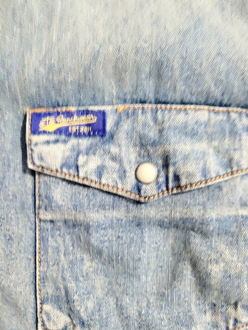 STS Ranchwear Western Denim Snap Shirt Women's Size Large 100% Cotton Pearl Snap - Picture 7 of 15